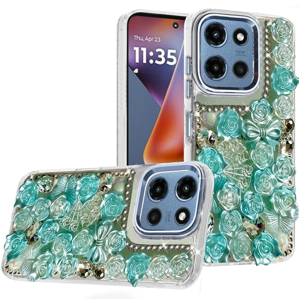 For Samsung Galaxy S25 Fan Edition /Galaxy S25 FE Muti-Color Floral Fashion Bling Crystal 3D Full Diamonds Stones Sparkle Rhinestone Glitter Hybrid Case Cover