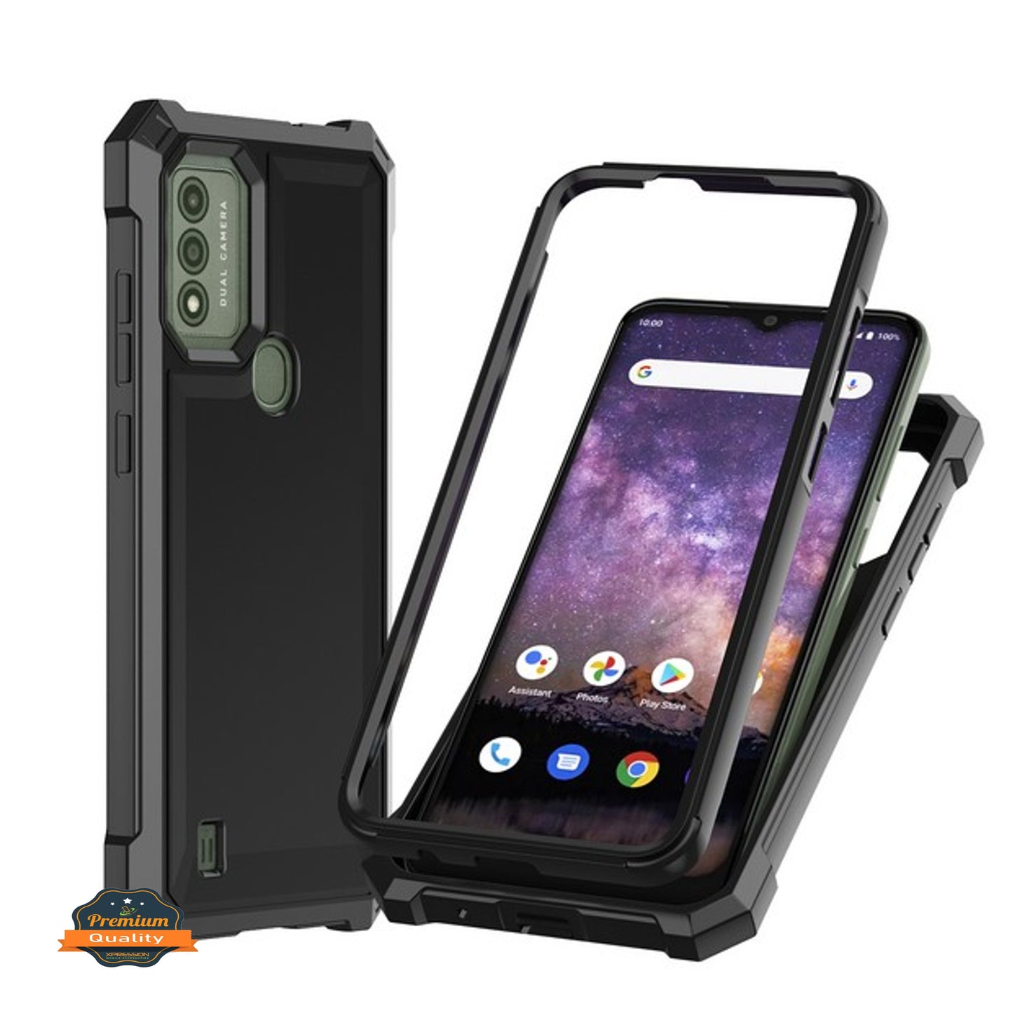 For TCL 50 LE Hybrid 2in1 Front Bumper Frame Cover Square Edge Shockproof Soft TPU + Hard PC Anti-Slip Heavy Duty Case Cover Black