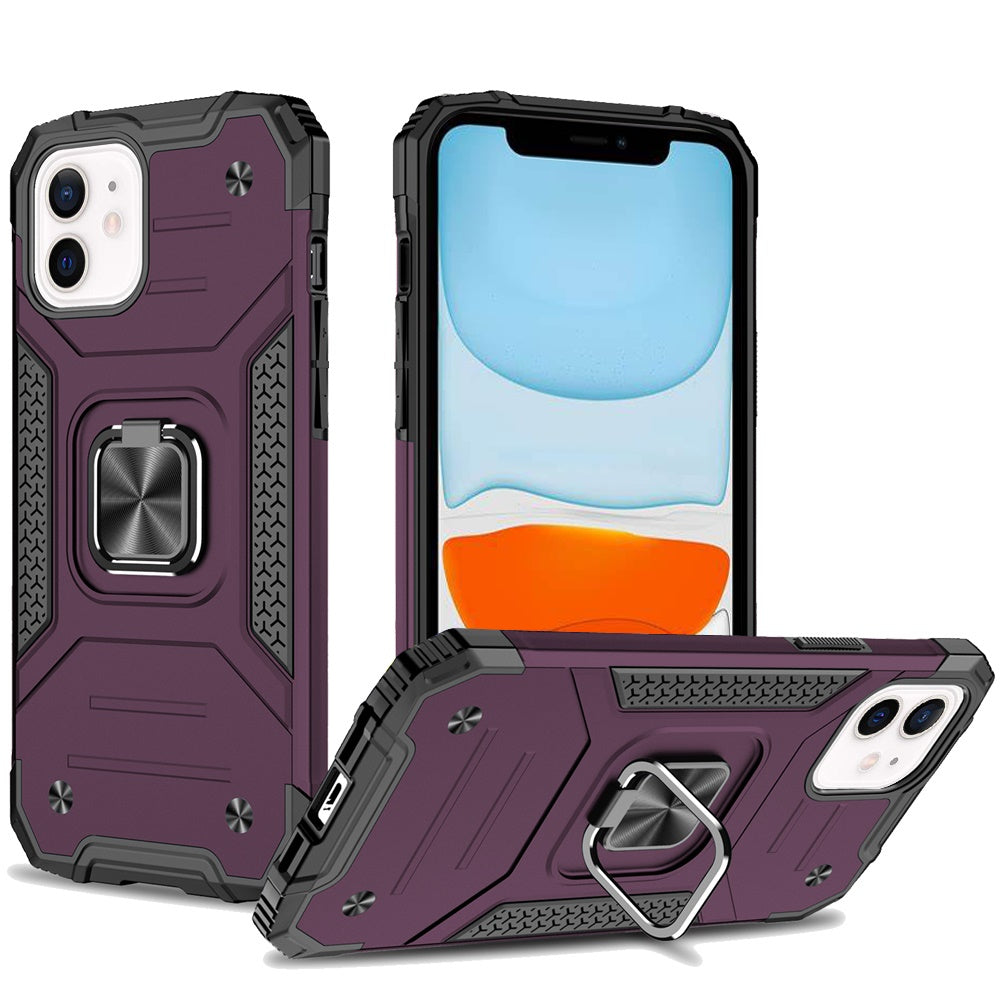 Phone Case for Apple iPhone 11 Magnetic Car Mount Hybrid Ring Stand Shockproof Rugged Grip Armor Heavy Duty Protective TPU Durable Cover Purple