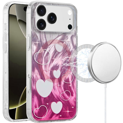 For Apple iPhone 17 AIR Stylish Pattern Fashion IMD Printed Design TPU Double Layer Slim Shockproof with Magnetic Back Case Cover Gradient Pink Heart