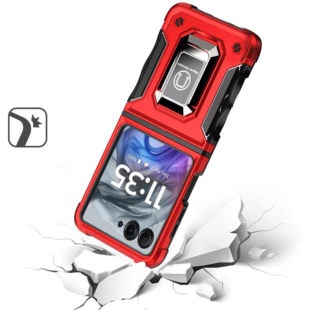For Motorola Razr 2025 /2024 Hybrid Stand Magnetic Ring Holder Kickstand Heavy Duty Rugged Drop Silicone & Hard PC Shockproof Case Cover