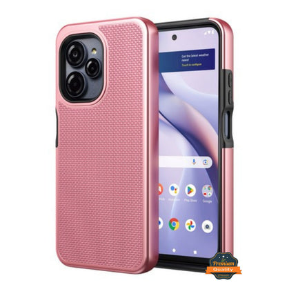 For T-Mobile Revvl 8 Pro Dual Layer Slim & Tough Hybrid Shockproof Heavy Duty Rubber TPU Matte with Textured Rugged Shell Protection Case Cover