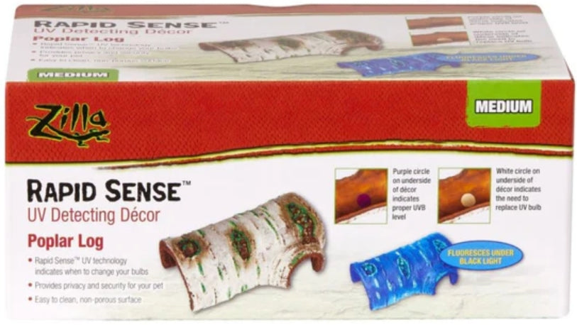 Zilla Rapid Sense Decor Poplar Log [Reptile Supplies] Medium - 1 count