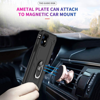 Phone Case Cover for Apple iPhone 17E /iPhone 16E Shockproof Hybrid Dual Layer PC + TPU with Metal Ring Kickstand Heavy Duty Armor Shell Cover