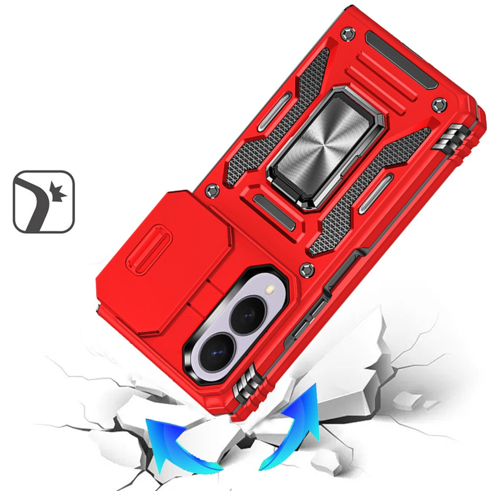 Phone Case for Samsung Galaxy Z Fold 8 Tough Metal Ring Shockproof Sliding Camera Window Hybrid Armor Rugged Anti Slip Heavy Duty Grip Cover
