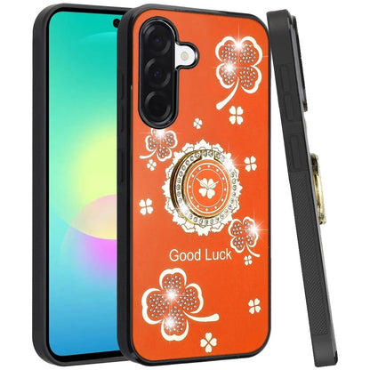 Phone Case for Samsung Galaxy A27 5G Diamond 3D Fashion Floral Glitter Engraved Luxury Bling Hybrid Shockproof Chrome Edge Protective Grip Cover