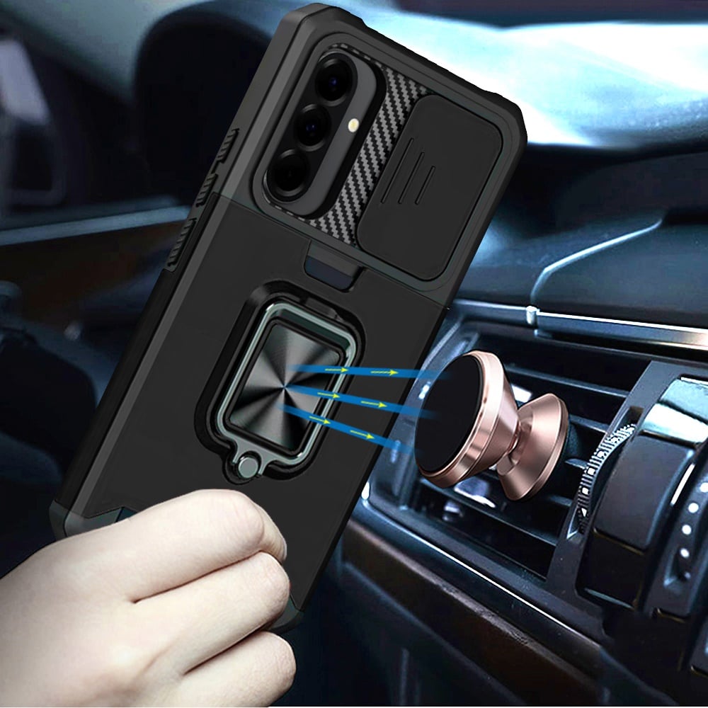 Phone Case for Samsung Galaxy A27 Card Holder Magnetic Ring Stand Shockproof Anti Slip Wallet Grip Protective Hybrid Design Cover