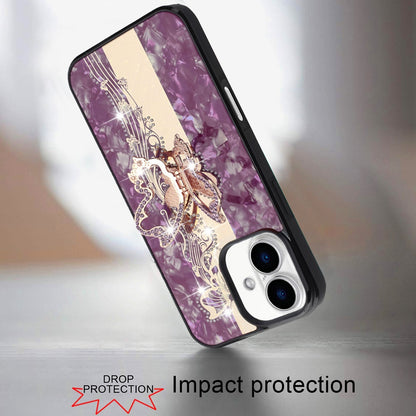 Diamond Glitter Butterfly Engraved Ring Stand Luxury Bling Hybrid Shockproof Chrome Edge Protective Durable Grip