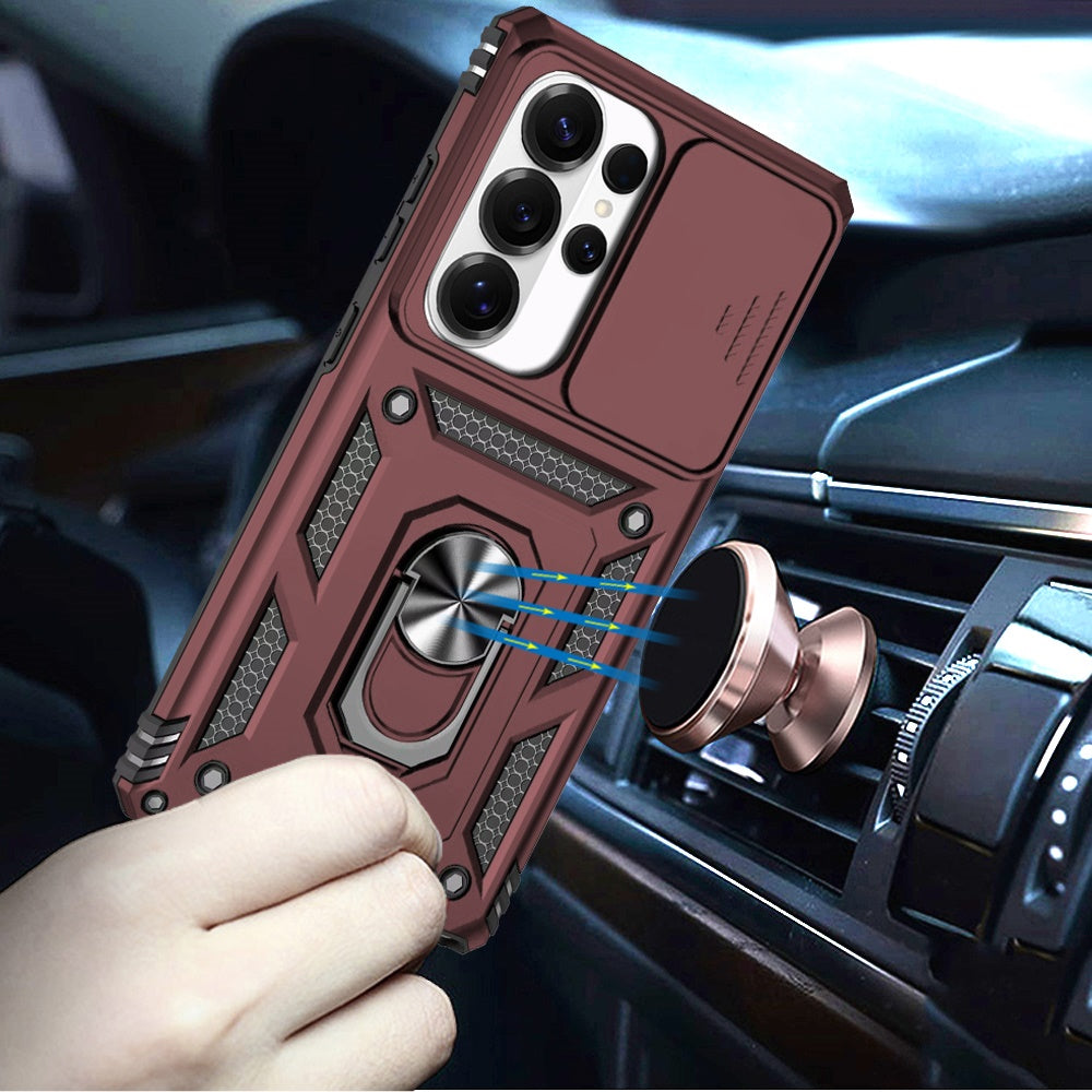 For Samsung Galaxy S26 Ultra Hybrid Ring Shockproof with 360° Rotate Ring Kickstand, Camera Lens Protection, Soft Edge Bumper Case Cover