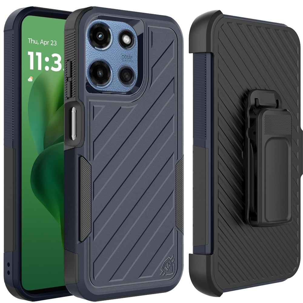 For Motorola Moto G 5G 2025 Rugged 2in1 Armor Combo Belt Clip Holster, Non-Slip Tough Hybrid lined Shockproof Case Case Cover