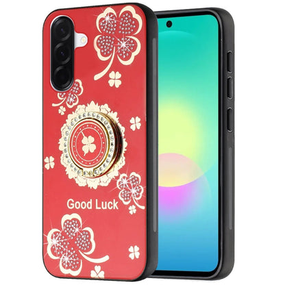 Phone Case for Samsung Galaxy A27 5G Diamond 3D Fashion Floral Glitter Engraved Luxury Bling Hybrid Shockproof Chrome Edge Protective Grip Cover