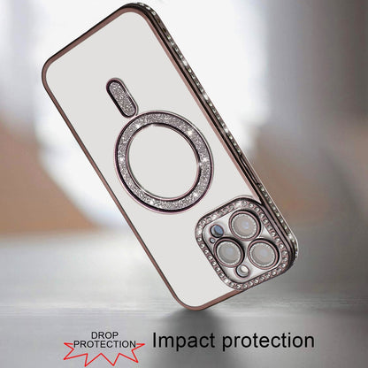 For Apple iPhone 17E /16E Glitter Magnetic Circle Diamond Thick TPU Hybrid Shockproof Secure Grip Compatible with Magsafe Case Cover