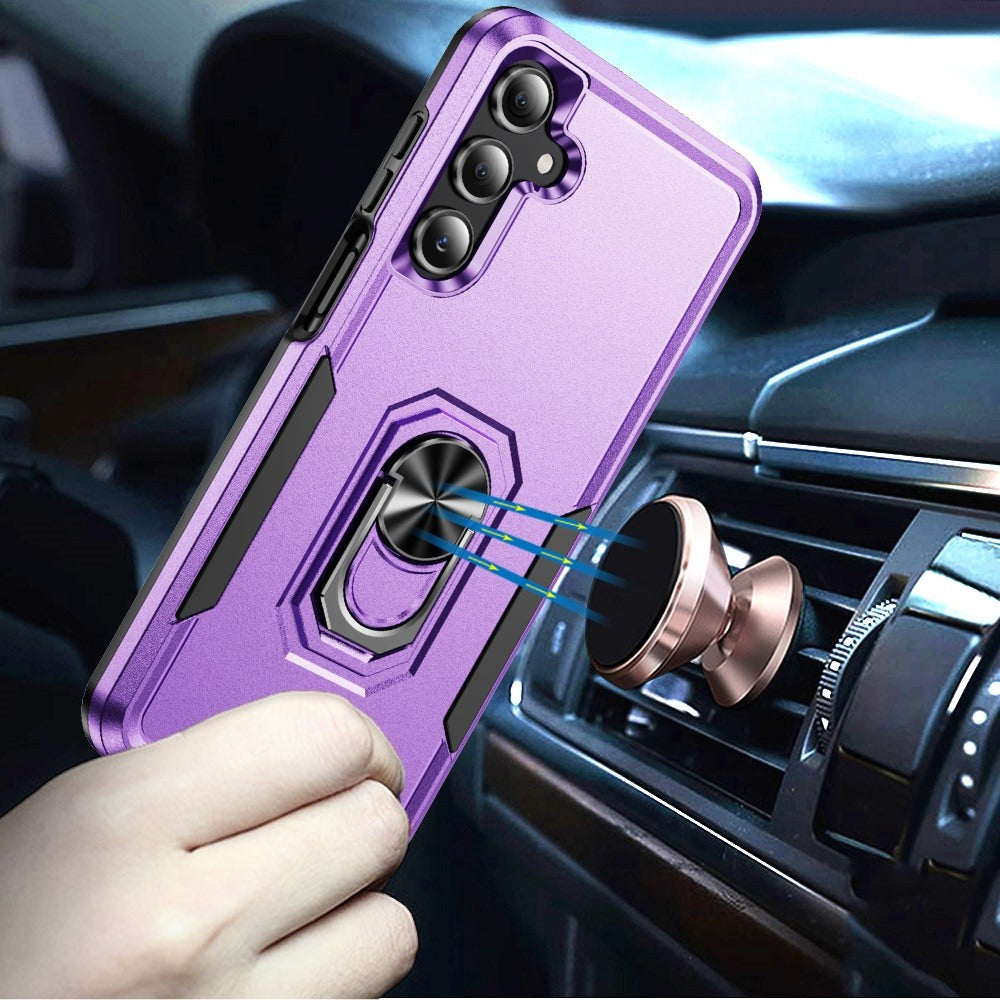 Phone Case for Samsung Galaxy A16 5G Tough Hybrid Ring Stand Shockproof Rugged Grip Impact Resistant Hybrid Kickstand Heavy Duty Durable Cover Purple