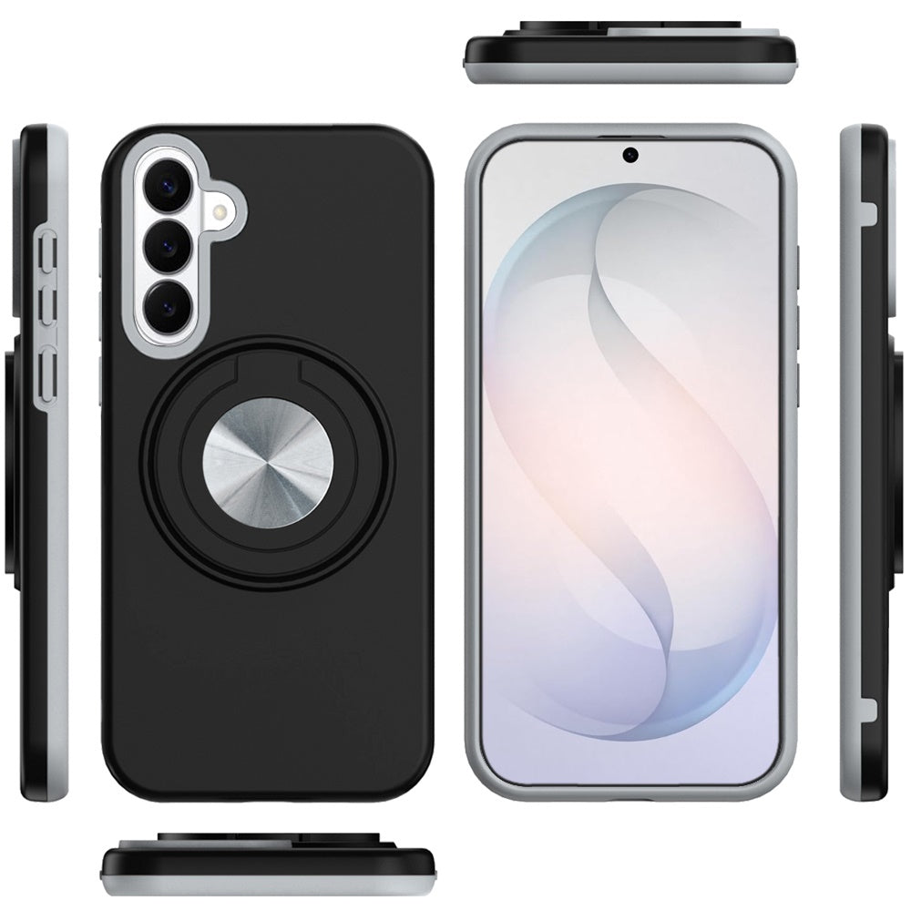 Phone Case for Samsung Galaxy S26 FE /Fan Edition Shockproof Magnetic Ring Stand Rotating CarMount Hybrid Metal Matte Finish AntiSlip Grip Kickstand Cover