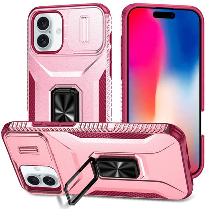 For Apple iPhone 16 Pro (6.3") Camera Cover Phone Case with Magnetic Rotation Ring Stand [Military Grade] Hybrid Hard Shockproof Case Cover