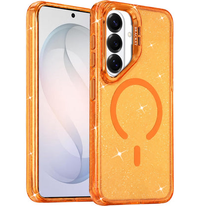 Phone Case for Samsung Galaxy S26 FE /Fan Edition Luxury Bling Scattered Glitter Hybrid Dual Layers with Integrated Camera Stand and Sparkle Finish Design Cover