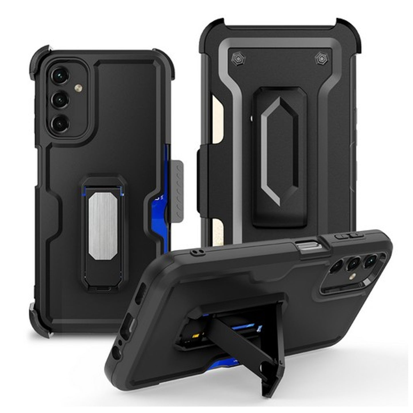 Phone Case Cover for Motorola Moto G Stylus 5G 2026 Hybrid Wallet Case with Invisible ID Card Slot, Kickstand, Holster Belt Clip, Heavy-Duty Protection Cover Black