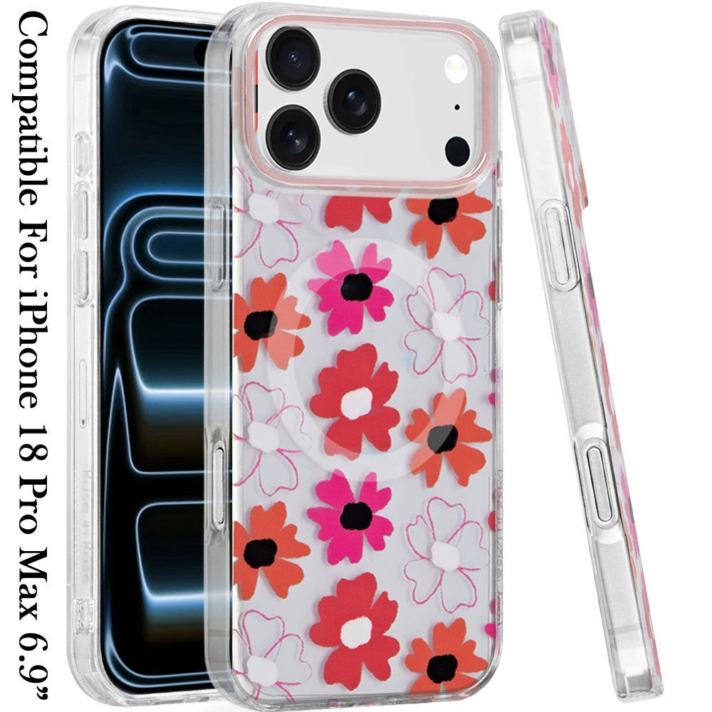 Phone Case for Apple iPhone 18 Pro Max/ iPhone 17 Pro Max Stylish Design Shockproof Magnetic Magsafe Compatible TPU IMD Print Rugged Grip Drop Protection Slim Fashion Cover