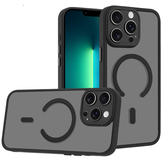 Phone Case for Apple iPhone 13 Pro Matte Frosted Magnetic Back Hybrid Hard PC Soft TPU Camera Protection Slim Shock Absorbing Anti Fingerprint Cover