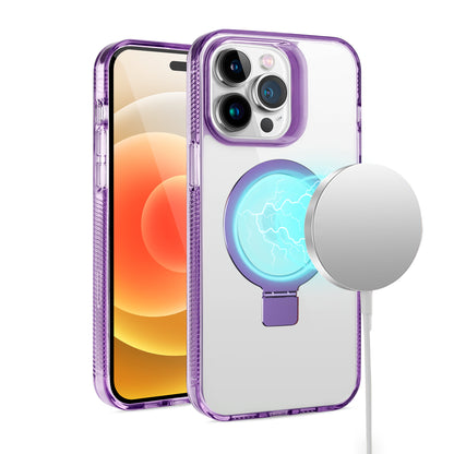 For Apple iPhone 16 Pro Max (6.9") Transparent HQ Magnetic Ring Circle Stand with MagSafe Compatible Hybrid Dotted Edged Case Cover