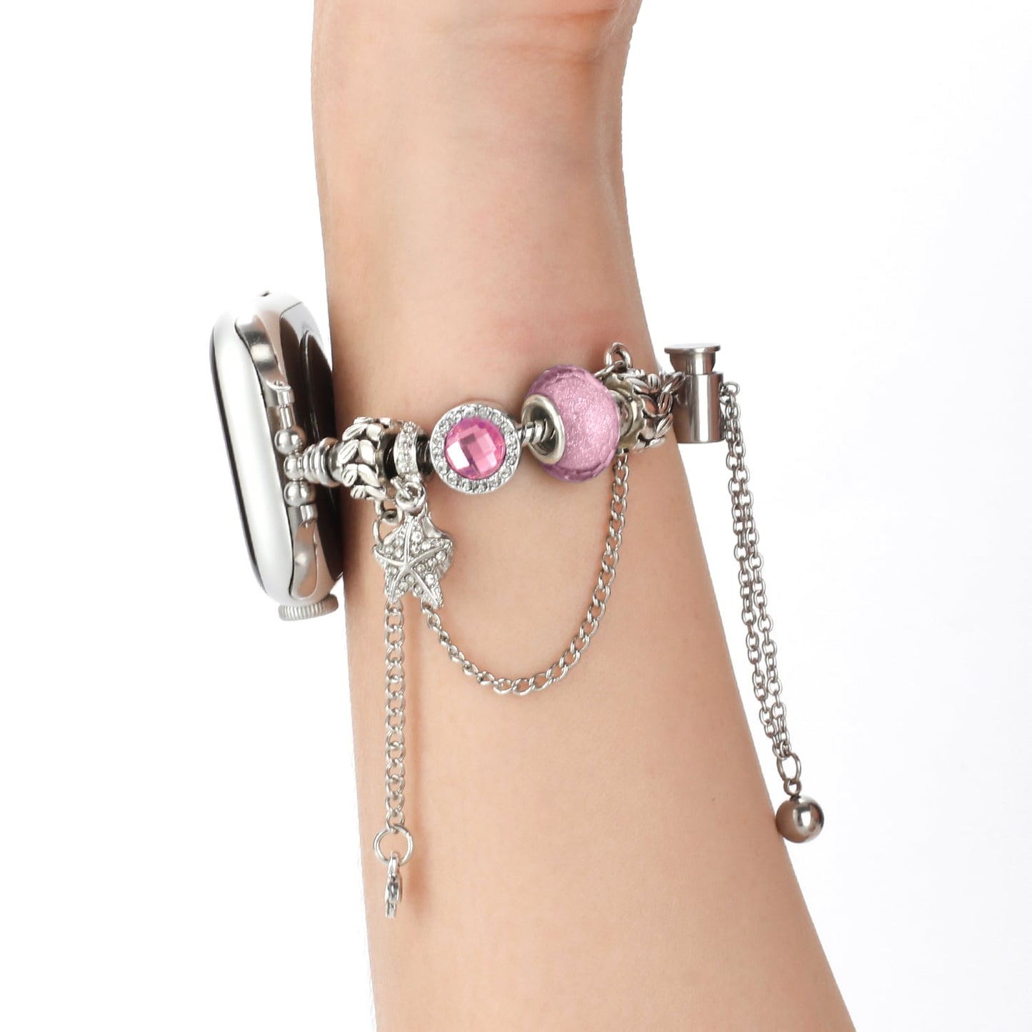 Watch Band Beaded Stretch Bracelet Charm Jewel Fashion Elastic Strap Decorative Ornament