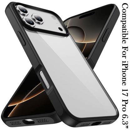 For Apple iPhone 17 Pro (6.3") Hybrid Transparent HQ Slim Shockproof Clear Protective Thick 2.0mm TPU Frame Case Cover Cosmic Orange