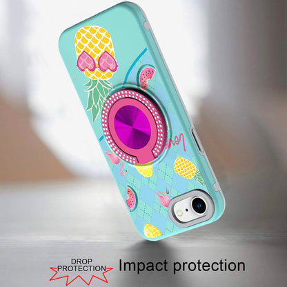 For Samsung Galaxy S25 Fan Edition /Galaxy S25 FE Pattern Design Hybrid with Invisible Ring Stand & Magnetic Back, Shockproof Protective Grip Case Cover