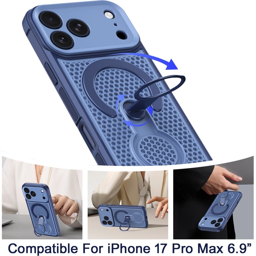 Phone Case for Apple iPhone 17 Pro Max (6.9") Magnetic Honeycomb Hybrid Rugged Armor Kickstand Dual Layer Shock Absorbing Hard PC Soft TPU Cover