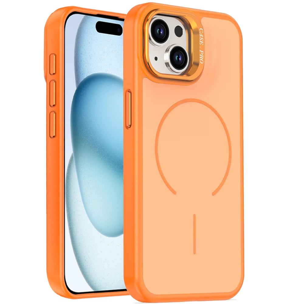 For Apple iPhone 11 Magnetic Matte Metal Camera Stand Hybrid Drop Protection Durable Shockproof Slim Fit Design Case Cover Cosmic Orange