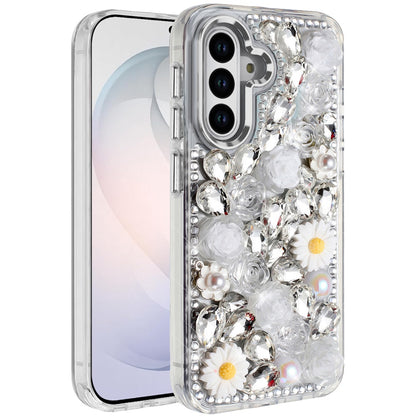 Full Bling Rhinestone Glitter Floral Luxury Hybrid Shockproof Stylish Sparkling Protective Designer Ornament