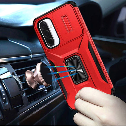Phone Case for Galaxy A17 5G Magnetic Ring Stand Camera Protection Shockproof Heavy Duty Kickstand Rugged Grip Anti Scratch Hybrid Cover Red