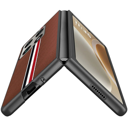 Phone Case for Motorola Razr Fold 2026 Velvet Fabric Vegan PU Leather Slim Fit Hybrid Protective Shell Shockproof Design Cover Brown