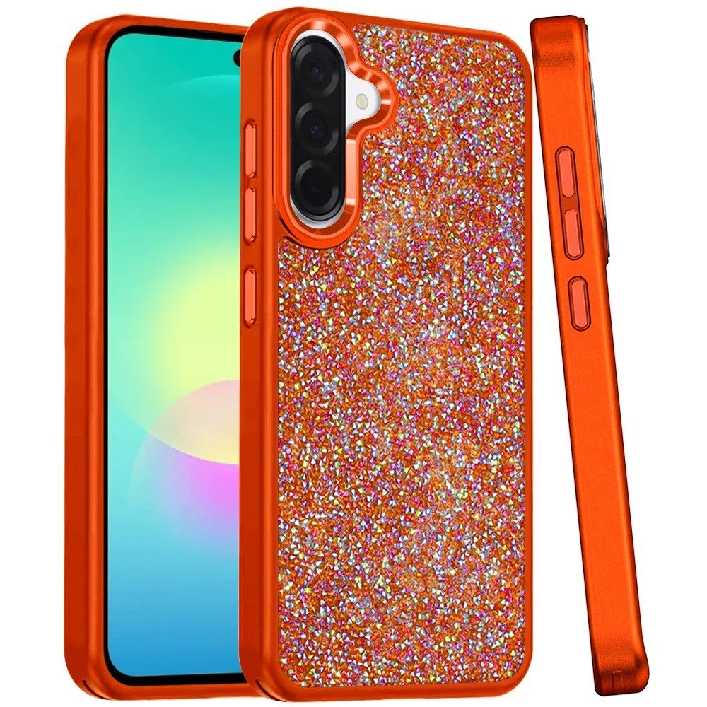Phone Case for Samsung Galaxy A27 Crystal Glass Bling Diamond Metallic Edge Shockproof Durable Protective Clear Hybrid Stylish Premium Design Cover