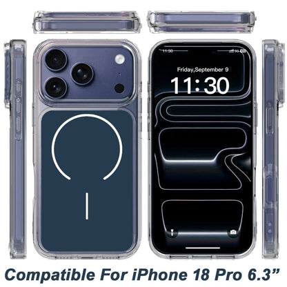 Phone Case for Apple iPhone 18 Pro Metallic Transparent Magnetic Magsafe Compatible Shockproof Hybrid TPU Durable Clear Protective Grip Cover