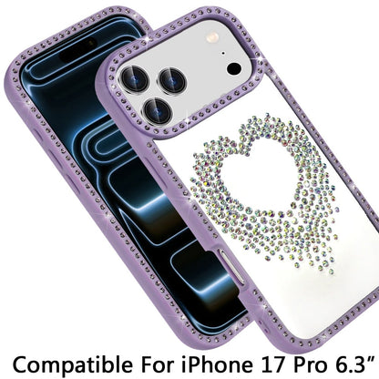 Phone Case for Apple Apple iPhone 17 Pro Angel Hearts Glitter Shimmer Diamond Edge Sparkle Hybrid Shockproof AntiSlip Grip Fashion Stylish Protective Bumper Cover