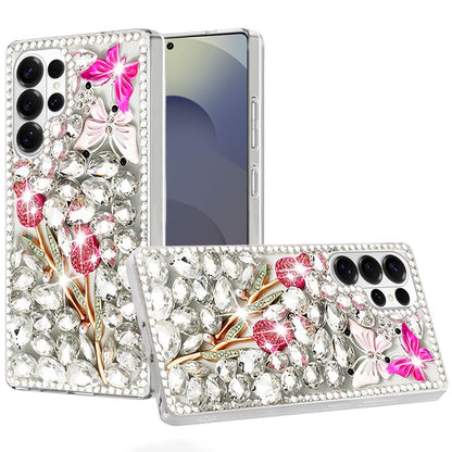 For Samsung Galaxy S26 Ultra Bling Crystal 3D Full Diamonds Luxury Sparkle Rhinestone Hybrid Protective Case Cover