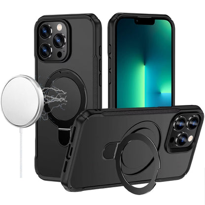 Phone Case for Apple iPhone 13 Pro Max Magnetic Ring Stand Matte Finish Shockproof Grip Slim Armor Heavy Duty TPU Protective Hybrid Cover Black