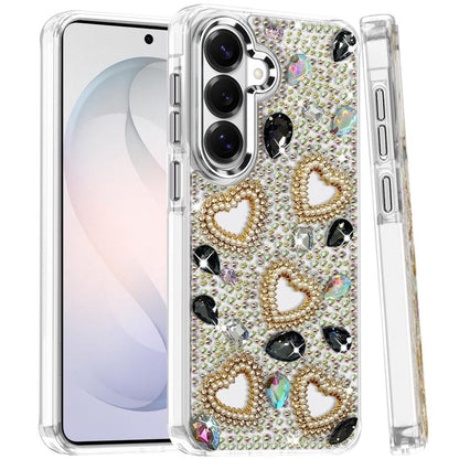 Phone Case for Samsung Galaxy S26 Luxury Crystal Heart Rhinestone Diamond Bling Shockproof Hybrid Glitter Protective Stylish Durable Grip Cover