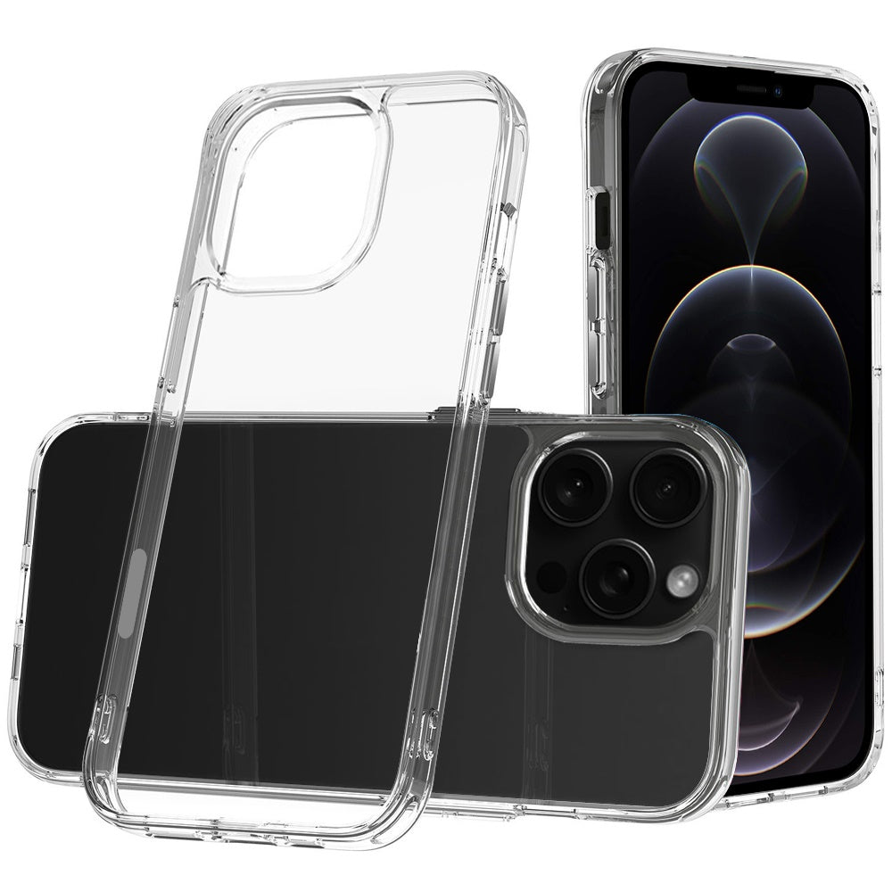 Phone Case for Apple iPhone 12 Pro Max Crystal Transparent Thick 2.0mm Shockproof Chrome Button Durable Grip Camera Protection Hybrid Design Cover Clear