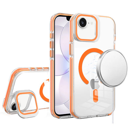 Phone Case for Apple iPhone 17E /16E Magnetic Transparent Tough Hybrid Camera Guard Stand Shockproof Color Edge Rugged Grip Durable Cover Cosmic Orange