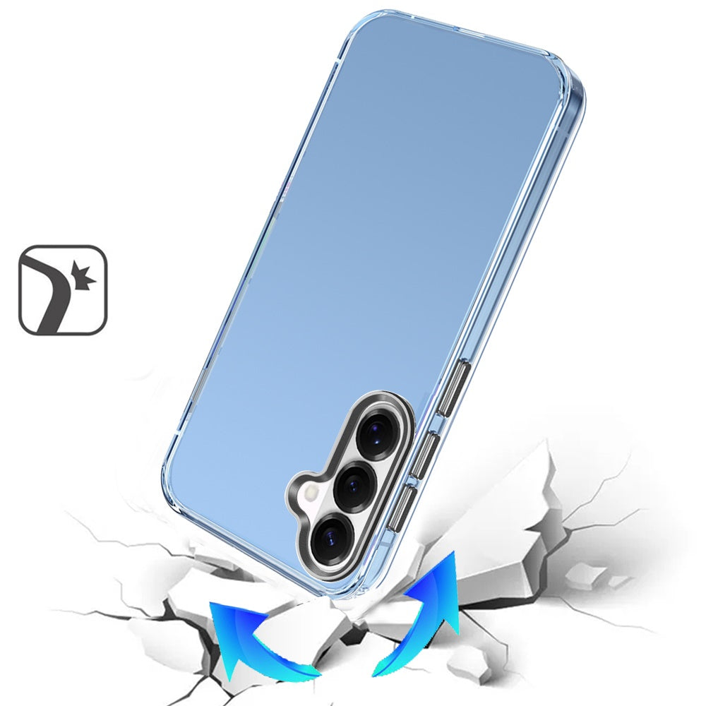 For Samsung Galaxy S26+ / S26 Plus Transparent Clear Hybrid with Matching Metal Buttons and Camera Protection Hard PC + TPU Rubber Case Cover Clear / Black