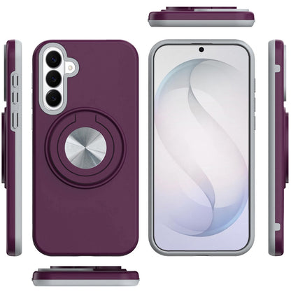 Phone Case for Samsung Galaxy S26+ / S26 Plus Shockproof Magnetic Ring Stand Rotating CarMount Hybrid Metal Matte Finish AntiSlip Grip Kickstand Cover Purple