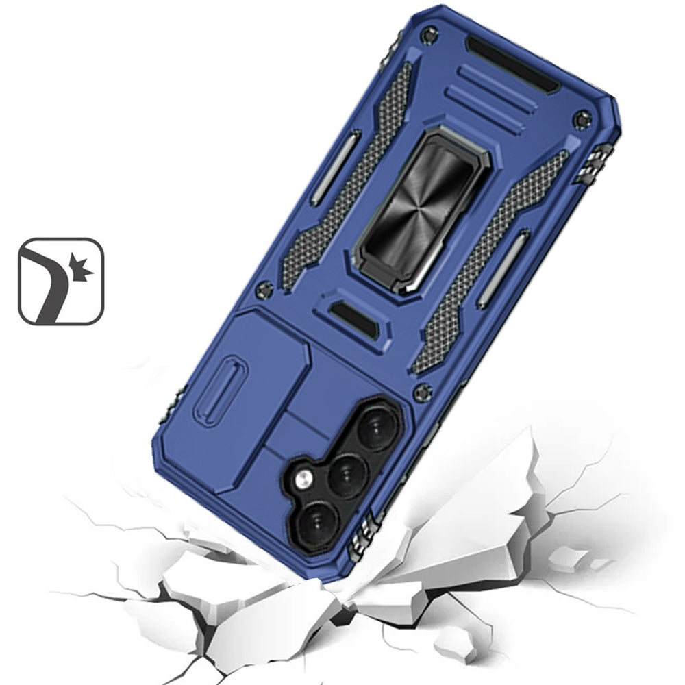 For Samsung Galaxy A57 Tough Hybrid Case with Movable Camera Window & Metal Ring Stand Shockproof Case Cover