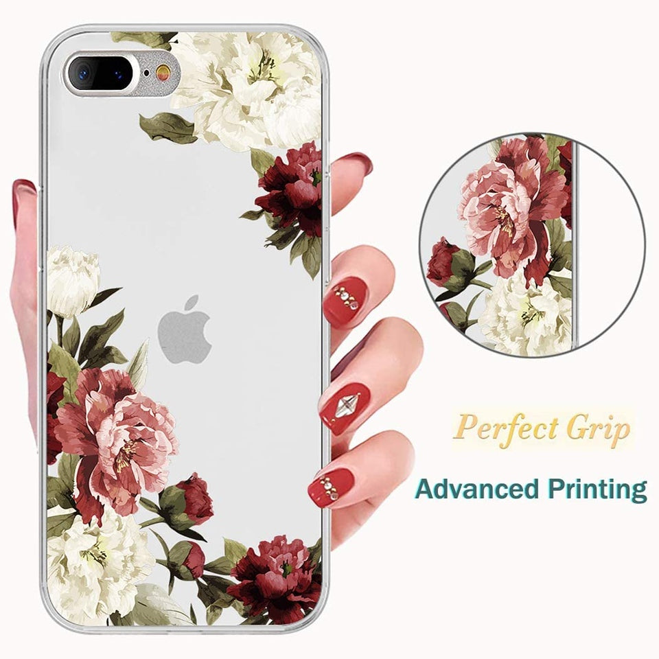 Phone Case Cover for Apple iPhone 17E /iPhone 16E Floral Pattern Hybrid Transparent TPU Silicone, Shock Absorption Bumper, Hard Back Slim Cover