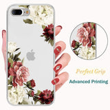 For Apple iPhone 15 Pro (6.1") Floral Patterns Design Clear TPU Silicone Shock Absorption Bumper Hard Back  Phone Case Cover