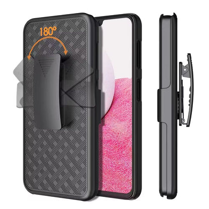 For Samsung Galaxy S25 /S24 Hybrid Slim 3-in-1 Shockproof Armor with Kickstand Holster Combo & Swivel Belt Clip Case Cover Black