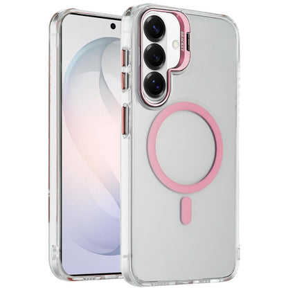 Phone Case for Samsung Galaxy S26 FE /S26 Fan Edition Clear Metallic Camera Stand Magnetic Hybrid TPU Shockproof Grip Camera Protection Kickstand Durable Armor Cover