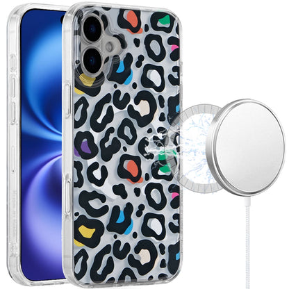 For Apple iPhone 17 Stylish Pattern Fashion IMD Printed Design TPU Double Layer Slim Shockproof with Magnetic Back Case Cover Multicolor Leopard