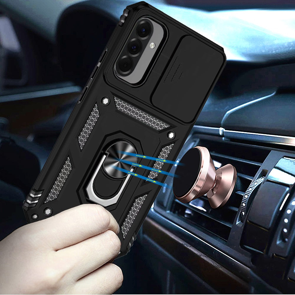 For Samsung Galaxy A57 Hybrid Ring Shockproof with 360° Rotate Ring Kickstand, Camera Lens Protection, Soft Edge Bumper Case Cover