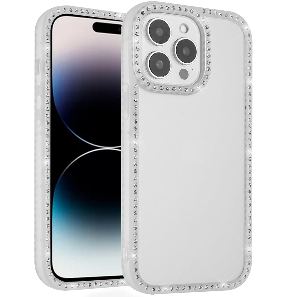 For iPhone 16 Pro Max Diamond Full Rhinestone Clear Hybrid Protective, Sparkly Bling Transparent Shockproof Bumper All Around Case Cover